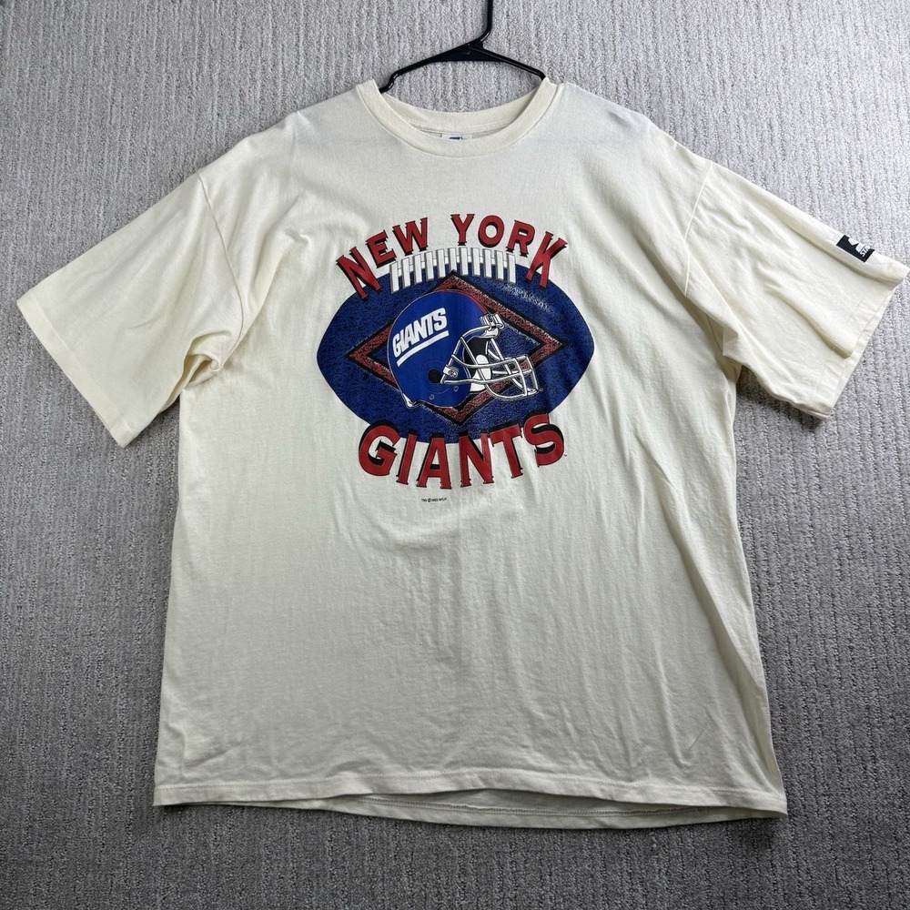 Vintage New York Giants T Shirt Starter Size XL Made In USA Beige